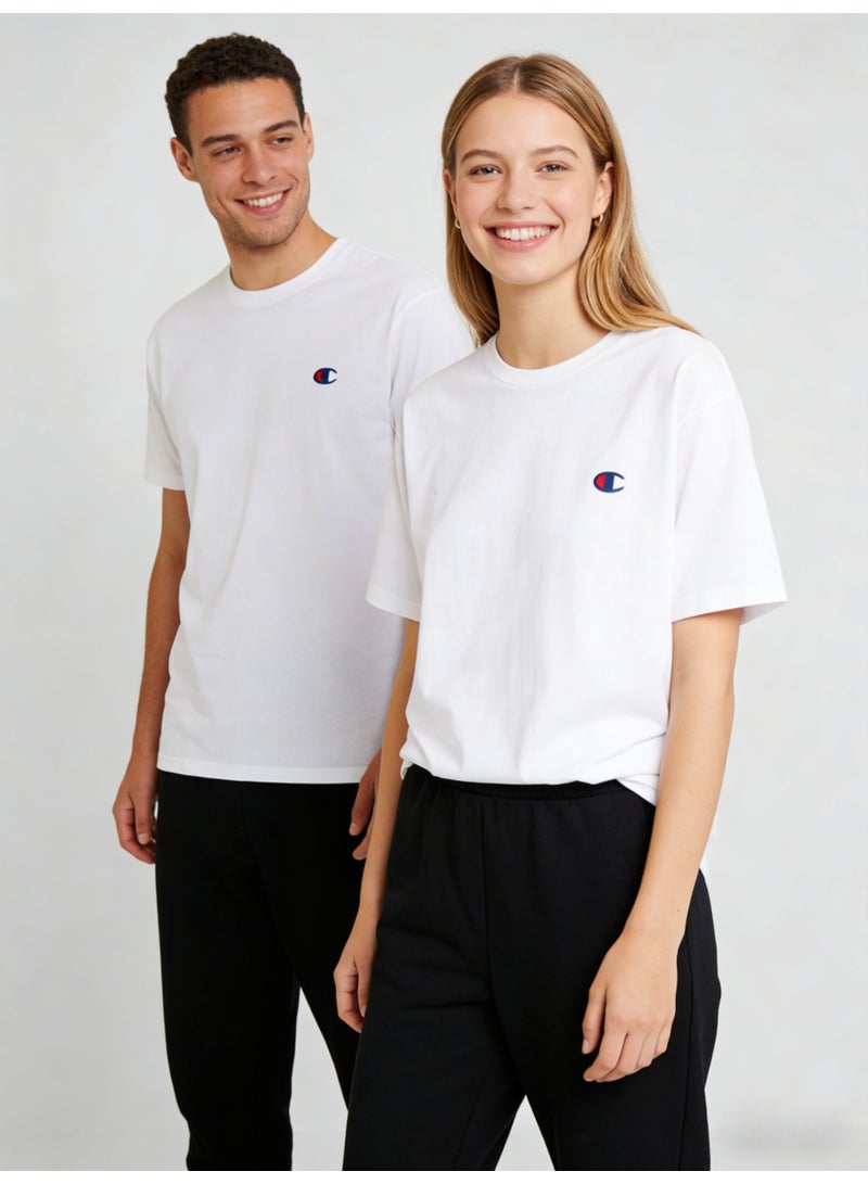 شامبيون Champion Classic Small C Logo Crewneck T-Shirt | Unisex Cotton Short Sleeve Tee - Image 4