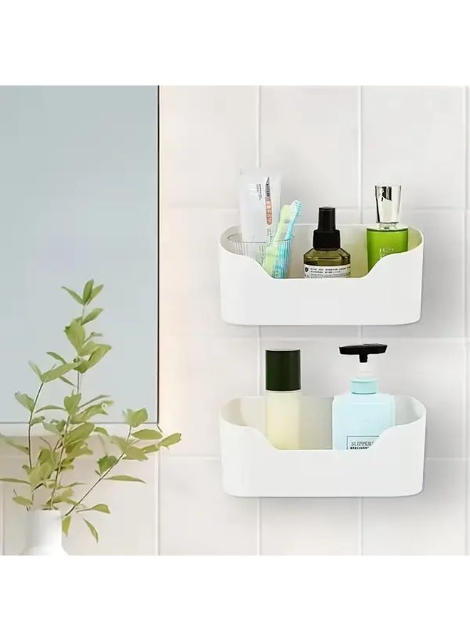 Multi Functional Wall Mounted Storage Organizer No Drill Required Kitchen Bathroom Cabinet Door Basket With Adhesive Fridge Side Shelf Perfect For Food Packaging Cosmetics Small Items 1 Piece Space Saving - Image 4