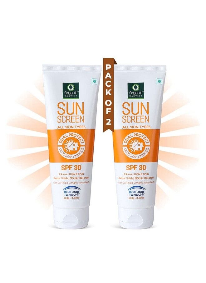 Organic Harvest Sunscreen Spf 30 With Blue Light Technology Protects From Harmful Uva & Uvb Rays Pa+++ For All Skin Type 100% Organic Sulphate & Paraben Free 100Gm (Pack Of 2)  - Image 1