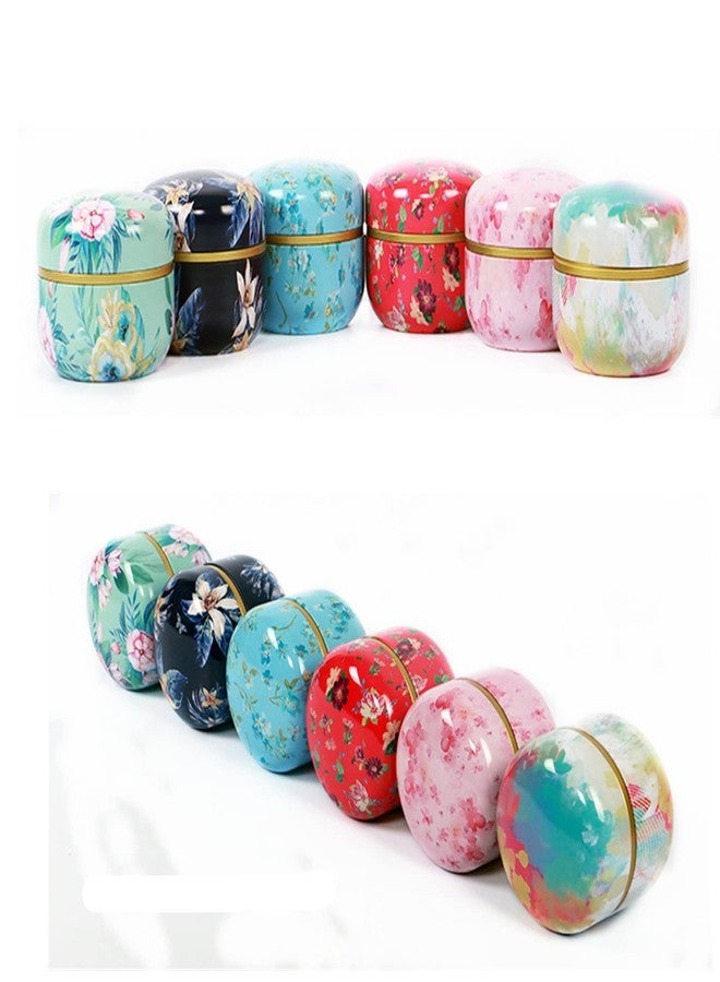 HAN SHENG 6 Pcs Tea Storage Containers Retro Portable Tinplate Tea Tins Coffee Tins Food Storage Container for Tea Coffee Herb Candy Chocolate Sugar Spices - Image 4