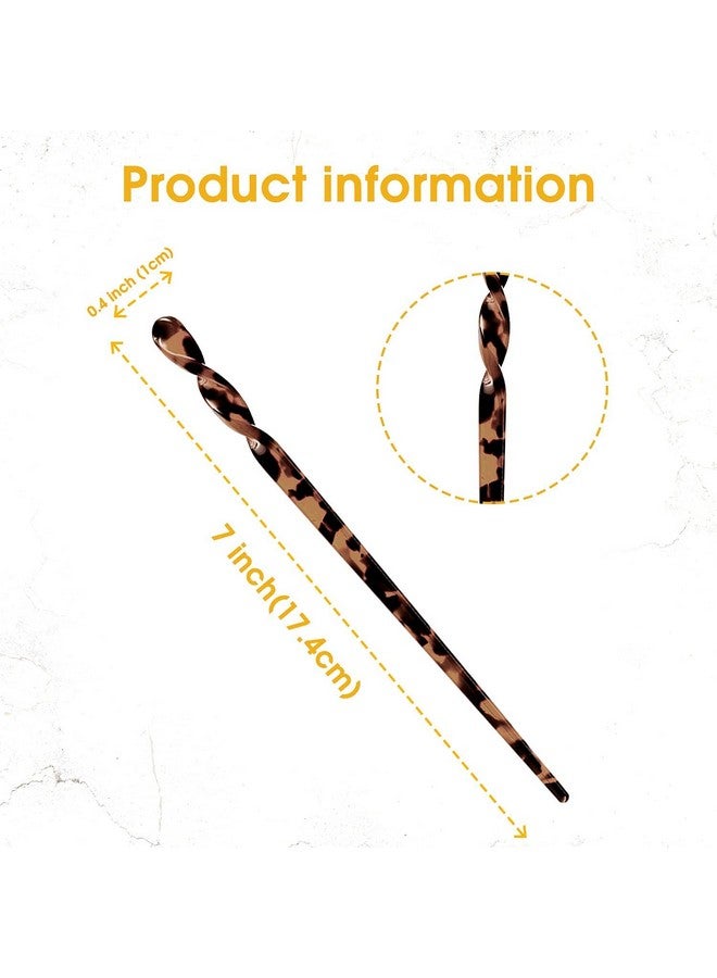 10 Pieces Acetate Hair Sticks Leopard Print Hair Pins Tortoise Shell Hairpin Vintage Hair Chopsticks Retro Hairpins Disk Hair Accessories For Women Girls (Classic)