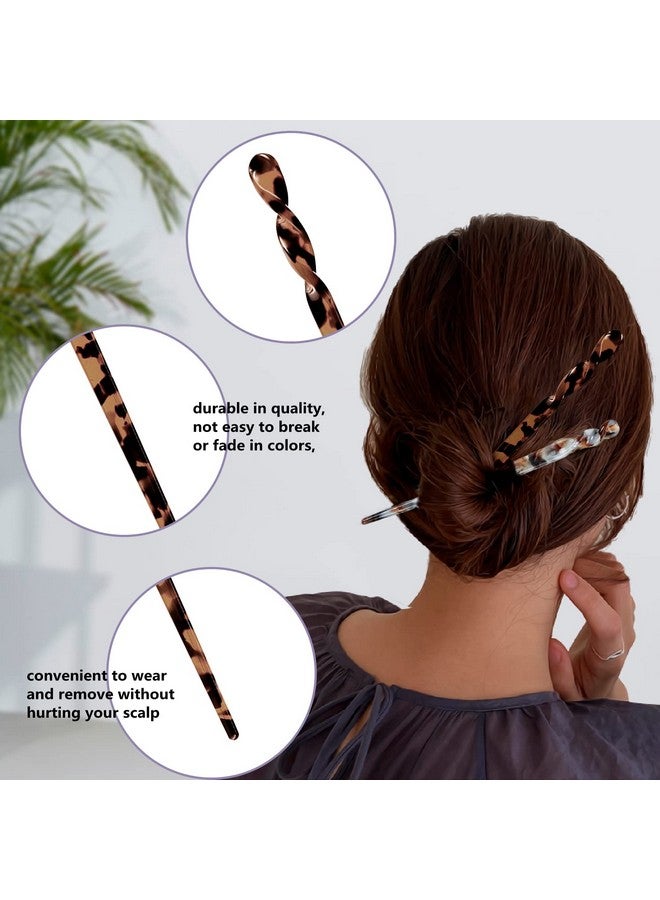 10 Pieces Acetate Hair Sticks Leopard Print Hair Pins Tortoise Shell Hairpin Vintage Hair Chopsticks Retro Hairpins Disk Hair Accessories For Women Girls (Classic)