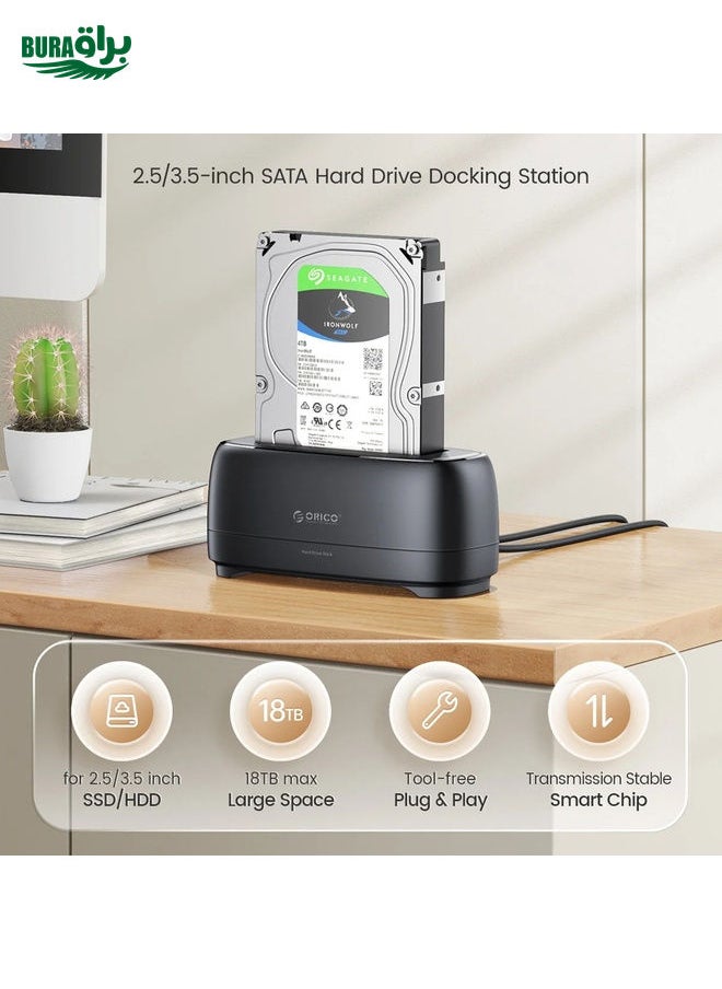 BURAQ ORICO DD18C3 Single Bay 2.5 & 3.5 inch SATA Drive Docking Station, Plug Type:UK Plug  - Image 3