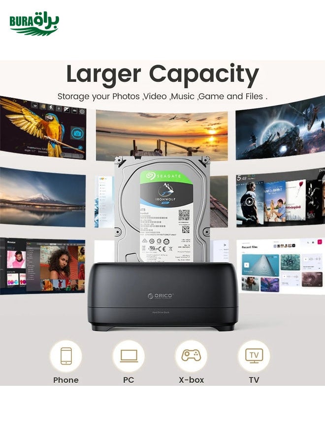 BURAQ ORICO DD18C3 Single Bay 2.5 & 3.5 inch SATA Drive Docking Station, Plug Type:UK Plug  - Image 4