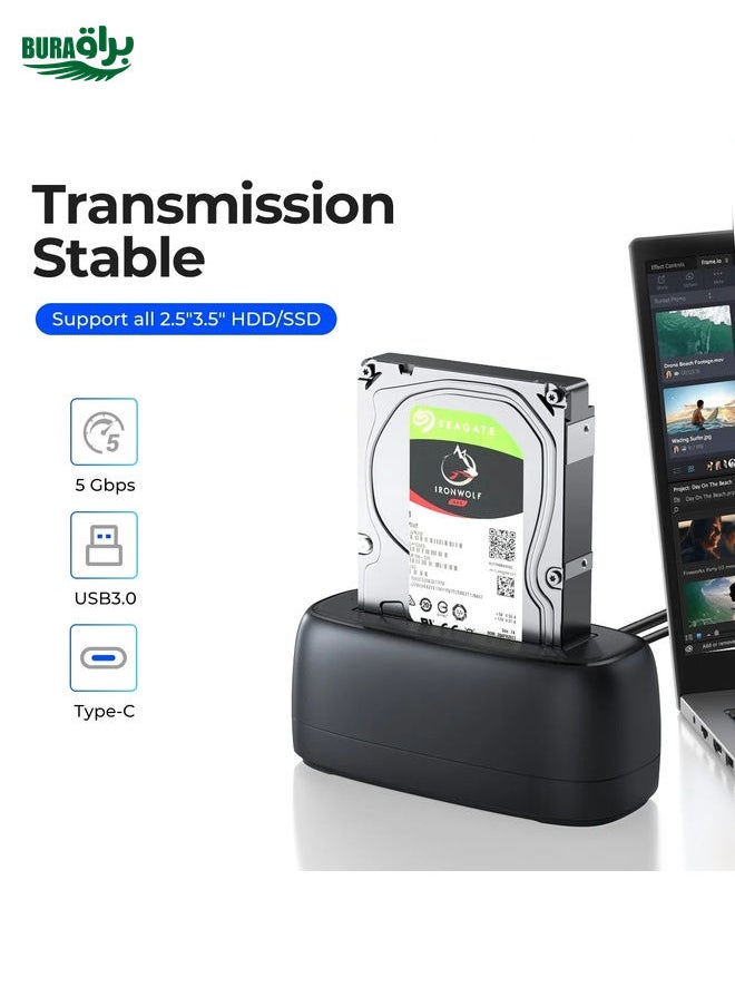 BURAQ ORICO DD18C3 Single Bay 2.5 & 3.5 inch SATA Drive Docking Station, Plug Type:UK Plug  - Image 2