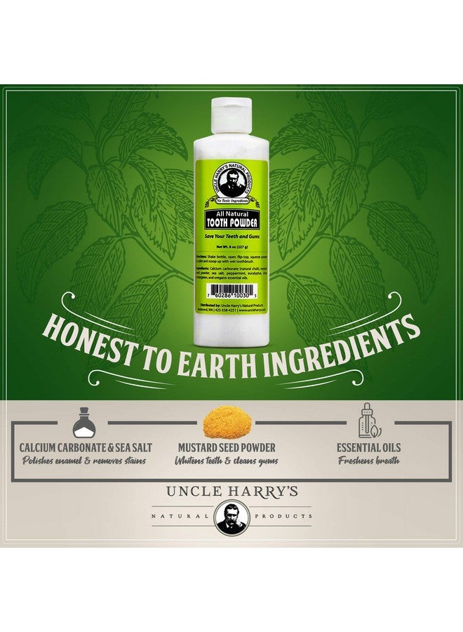 Uncle Harry's Remineralizing Tooth Powder All Natural Enamel Support & Whitening Toothpaste For Sensitive Teeth Powder Toothpaste For Gum Health & Fresh Breath (8 Oz) - Image 4