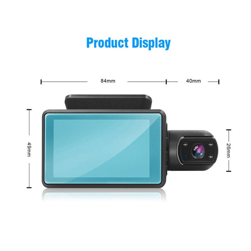 1440P DVR Dash Camera Front & Inside Dual Camera Car Dashcam 3.5 Inch IPS Screen Driving Recorder 170° Wide Angle with Night Vision G-Sensor Parking Monitor Loop Recording - Image 3