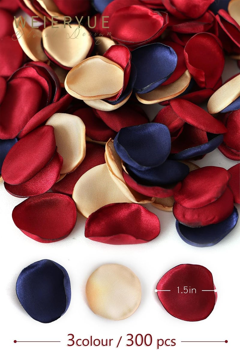 WEIERYUE 300PCS Silk Rose Petals,Beautiful Realistic Scatter Rose Petals Romantic Night Decoration,Wedding Party Decoration Artificial Flowers Petals (Classic Burkendi) - Image 2