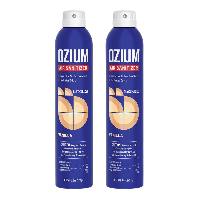 Ozium 8 Oz. Air Sanitizer & Odor Eliminator for Homes, Cars, Offices and More, Vanilla Scent, Pack of 2 - Image 1