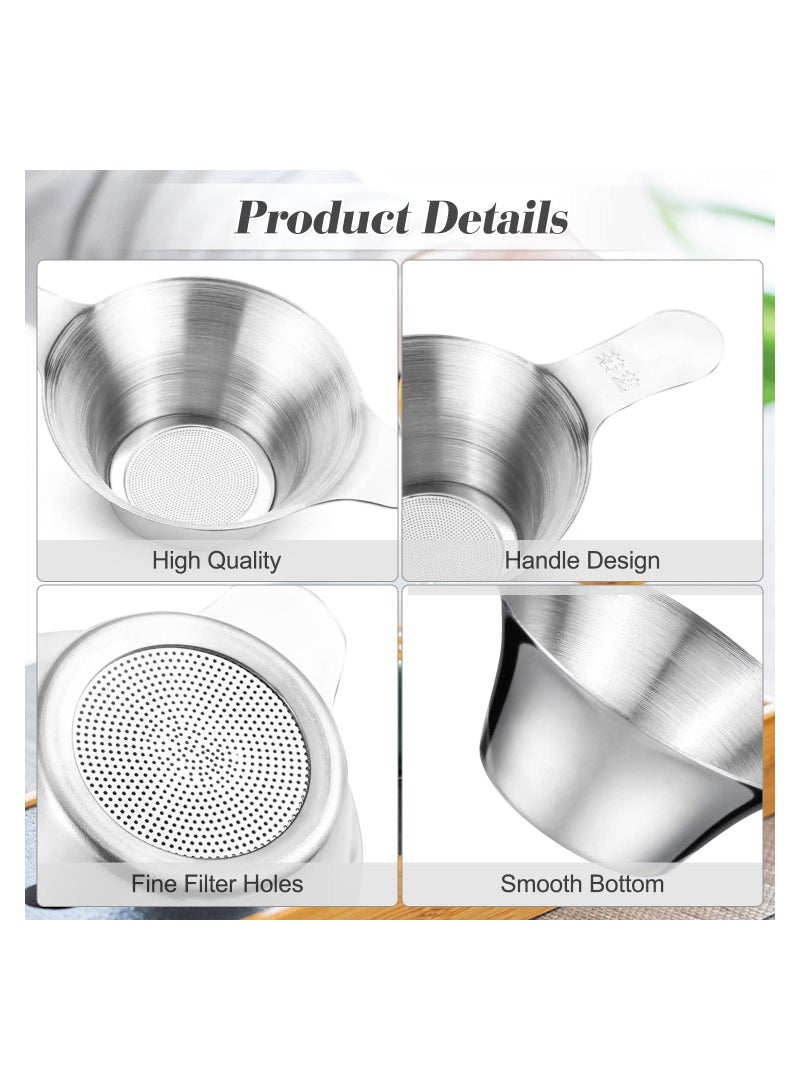 NIBEMINENT 4 Pack Stainless Steel Fine Mesh Tea Infuser, Double Handle Strainer for Loose Leaf Funnel Filter with Handles Coffee Flour Sugar Spices Herbs(Large+Small) - Image 4