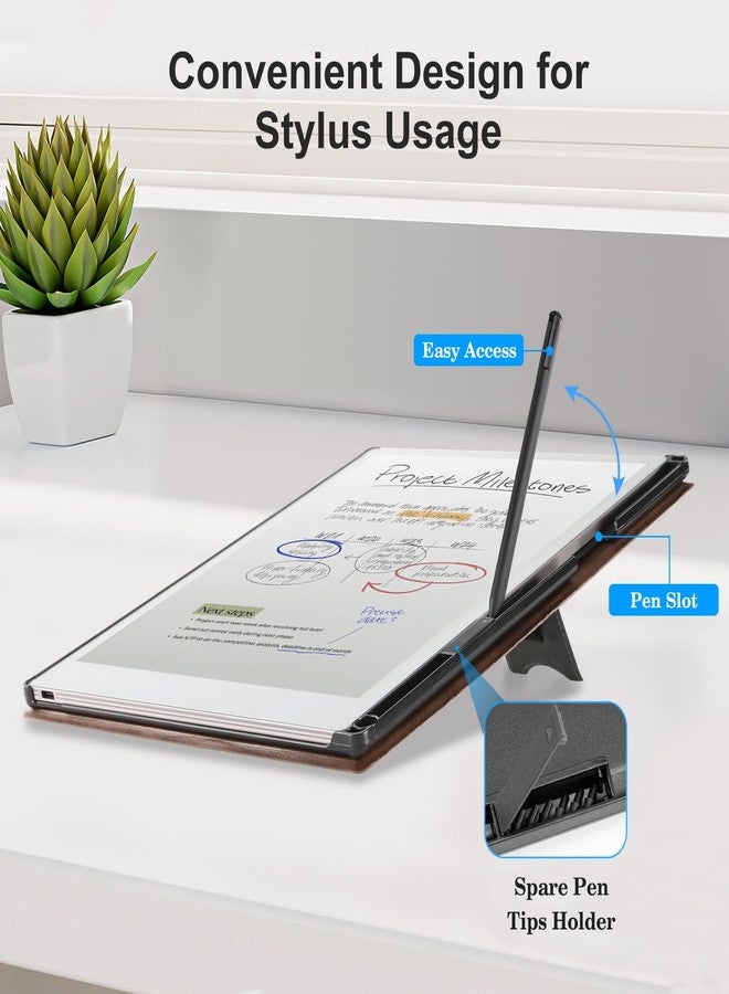 CoBak Stand Case for Remarkable Paper Pro Tablet 11.8" with Hand Strap - Auto Sleep/Wake Folio Lightweight Protective Cover with Pen Holder and Nibs Holder for 11.8 inch 2024 Released Ver (Brown) - Image 2