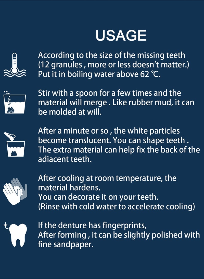 EELHOE Temporary Tooth Set with 4 Dental Tools, Easy to Use Moldable Teeth Replacements Kit for Fixing, Rooth, Broken Tooth Repair Kit 30ML - Image 2