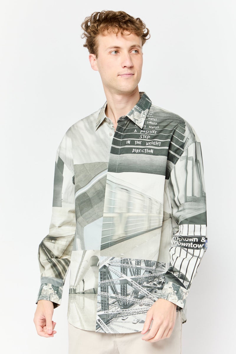 SELECTED Men Drop Shoulder Fit Graphic Print Long Sleeves Casual Shirt, Multicolor  - Image 1