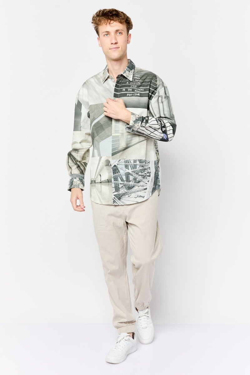 SELECTED Men Drop Shoulder Fit Graphic Print Long Sleeves Casual Shirt, Multicolor  - Image 2