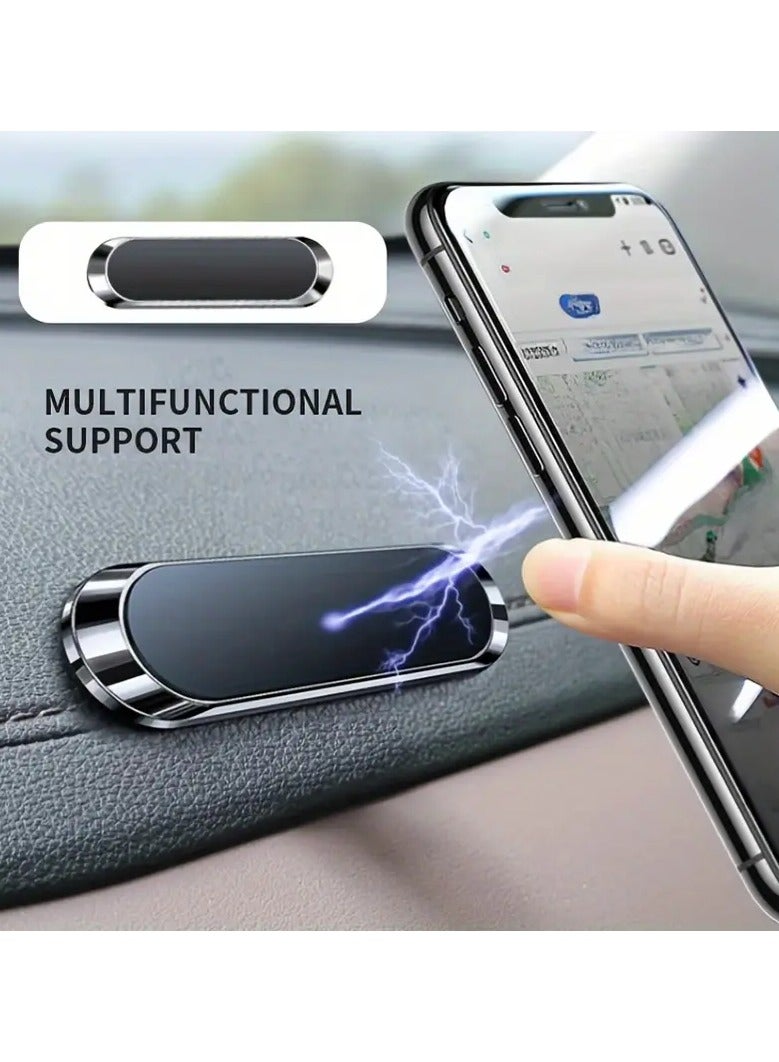 Strong Magnetic Car Phone Holder - Sleek, Compact Black Aluminum Alloy Dashboard Mount for Secure Grip - Image 1