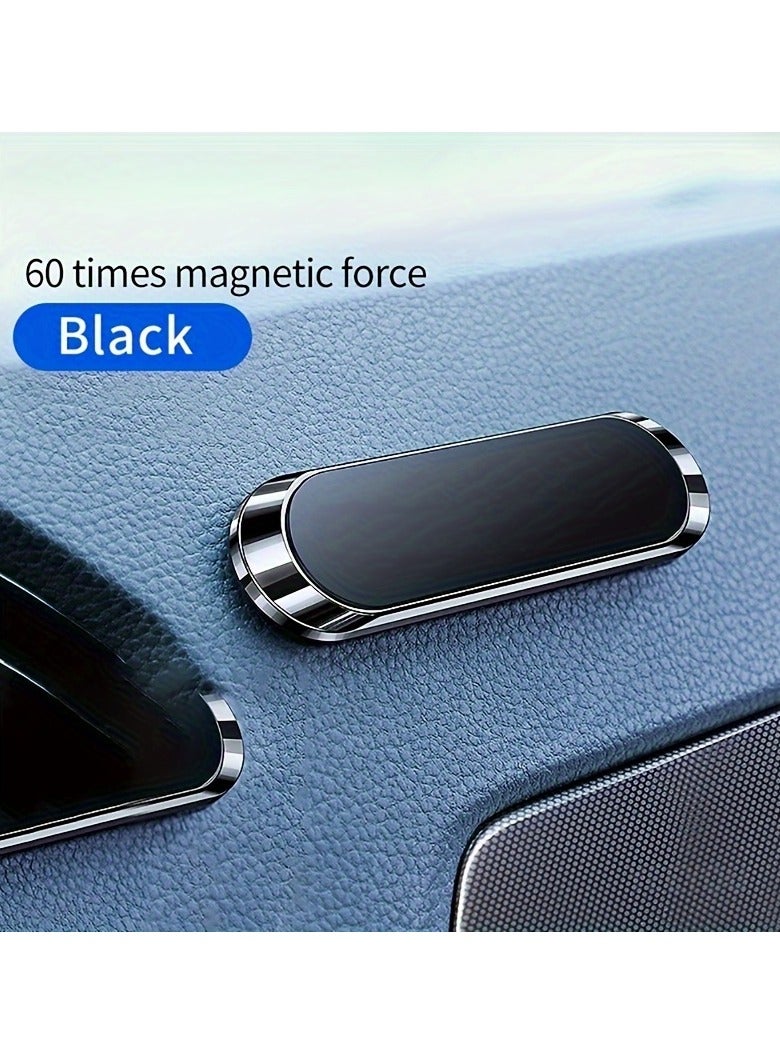 Strong Magnetic Car Phone Holder - Sleek, Compact Black Aluminum Alloy Dashboard Mount for Secure Grip - Image 3