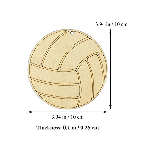 Creaides Wooden Volleyball Cutouts Crafts Volleyball Shaped Wood Hanging Sign Ornaments Wood Tags with Twines for DIY Project Sport Themed Party Decoration (3.94x3.94 in, 20 Pcs) - Image 2