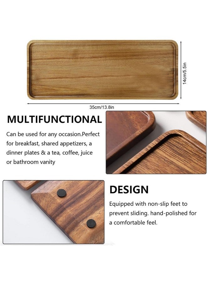 Linwnil Solid Acacia Wood Serving Trays - 14" x 5.5" Rectangular Wooden Platters for Food, Charcuterie Boards, Cheese, and Appetizers - Perfect for Home Decor, Parties - Image 2