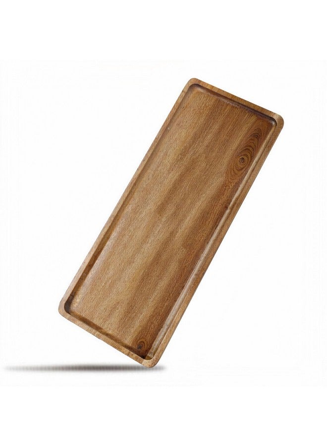 Linwnil Solid Acacia Wood Serving Trays - 14" x 5.5" Rectangular Wooden Platters for Food, Charcuterie Boards, Cheese, and Appetizers - Perfect for Home Decor, Parties - Image 1