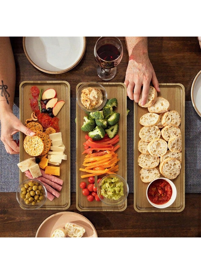 Linwnil Solid Acacia Wood Serving Trays - 14" x 5.5" Rectangular Wooden Platters for Food, Charcuterie Boards, Cheese, and Appetizers - Perfect for Home Decor, Parties - Image 4
