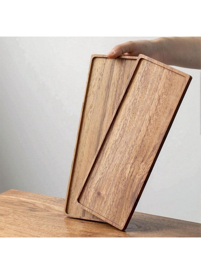 Linwnil Solid Acacia Wood Serving Trays - 14" x 5.5" Rectangular Wooden Platters for Food, Charcuterie Boards, Cheese, and Appetizers - Perfect for Home Decor, Parties - Image 3