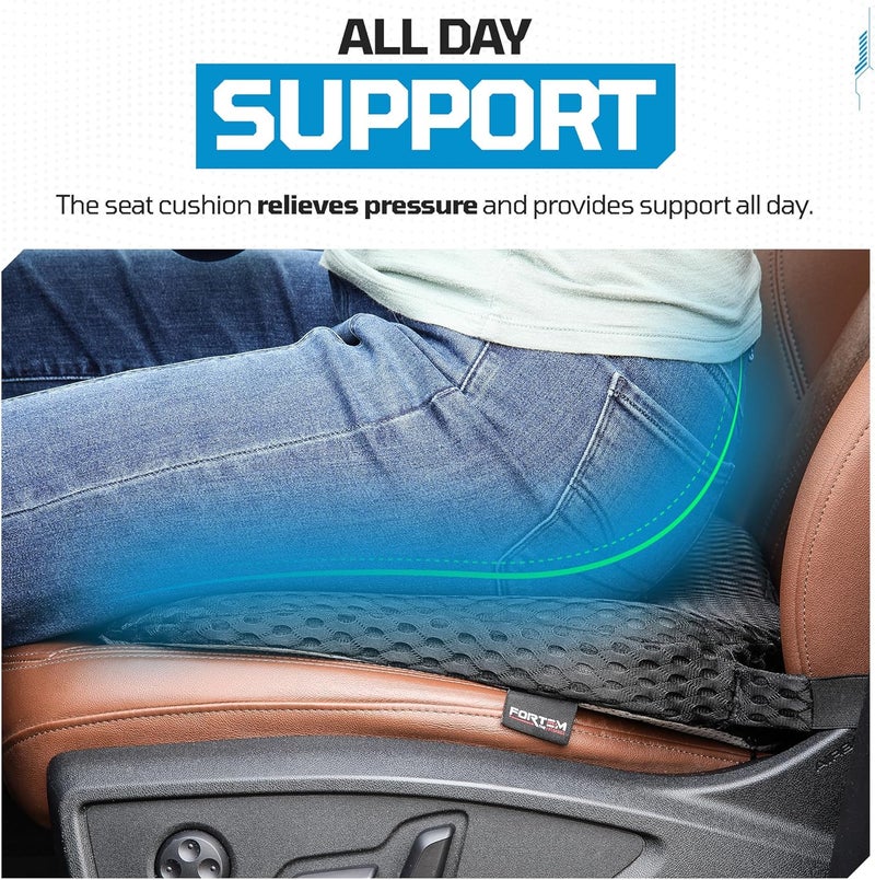 FORTEM Car Seat Chair Cushion - Memory Foam, Non-Slip, Washable Cover - Image 2