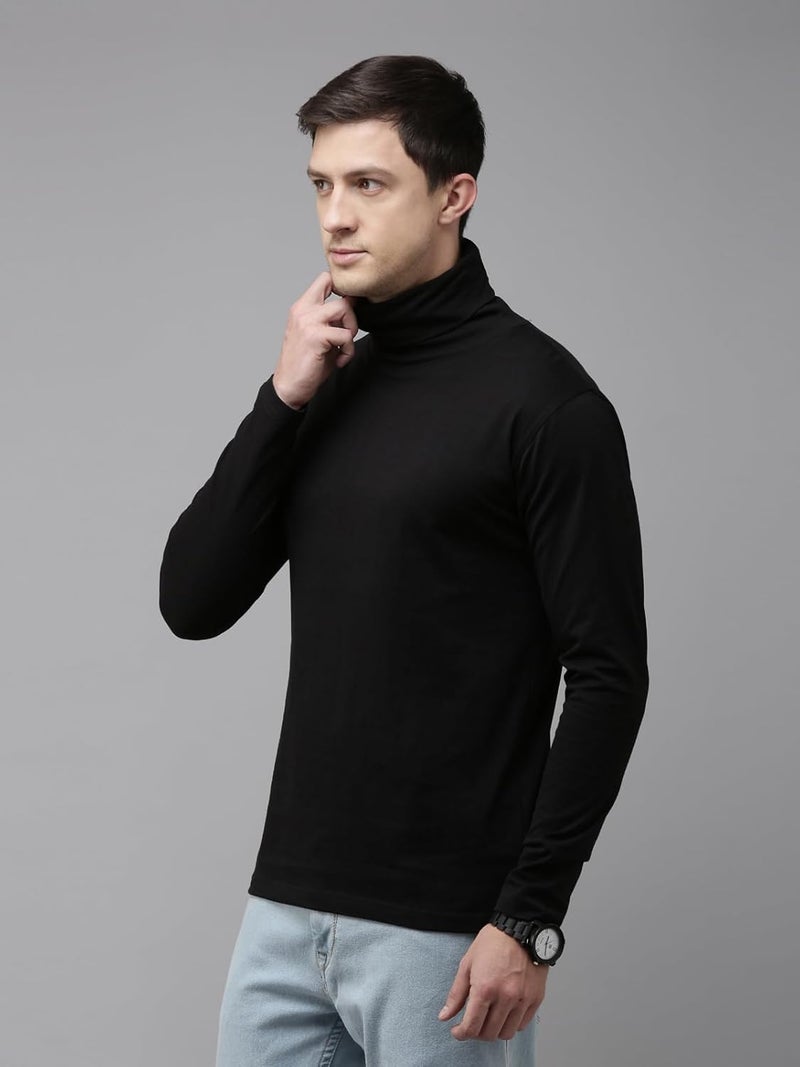 KRYPTIC Men’s Winter Wear Solid Turtleneck T-Shirt - Comfortable Cotton Full Sleeve Casual Top - Image 3