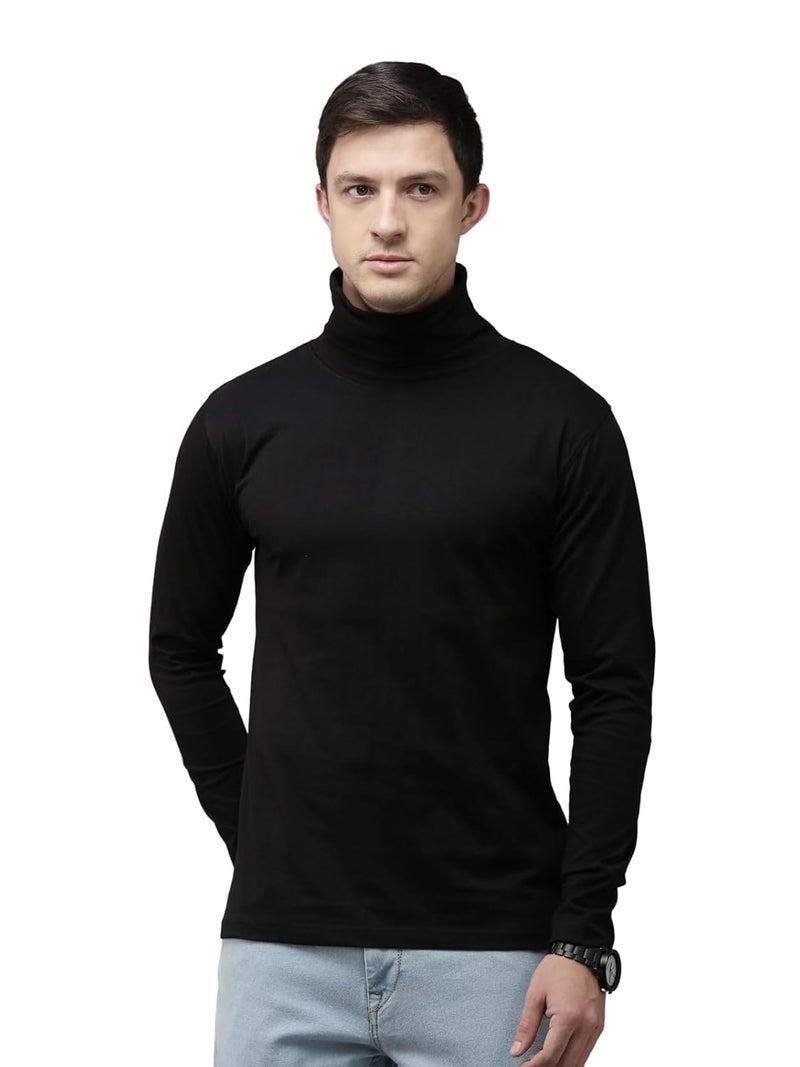 KRYPTIC Men’s Winter Wear Solid Turtleneck T-Shirt - Comfortable Cotton Full Sleeve Casual Top - Image 1