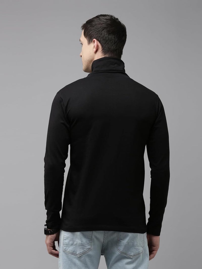 KRYPTIC Men’s Winter Wear Solid Turtleneck T-Shirt - Comfortable Cotton Full Sleeve Casual Top - Image 2