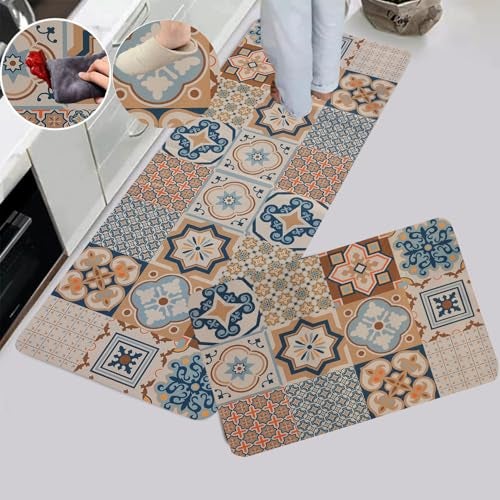 Home-Cloud HomeCloud Anti Fatigue Kitchen Rug Sets 2 Piece Non Slip Kitchen Mats for Floor Cushioned Kitchen Rugs and Mats Waterproof Comfort Standing Mat Runner for Kitchen (Jars_Grey) - Image 5