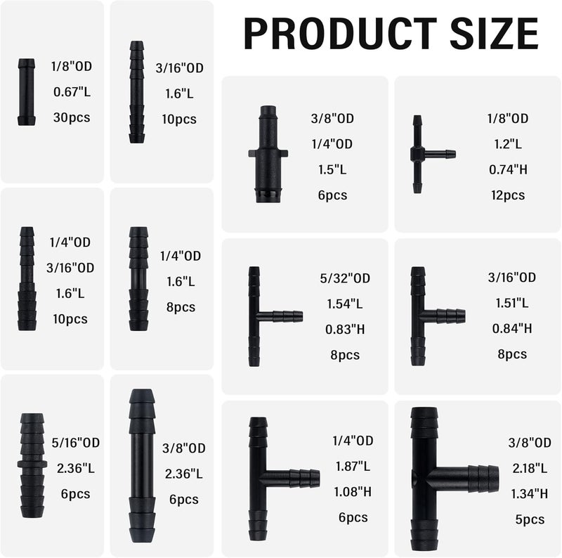 IHOTDER 115PCS Car Vacuum Hose Connector Assortment,12 Sizes Vacuum Tube Vacuum Line Kit with Tee/Straight/Reducer Connector,Heat Resistant 240℃ (460℉) Car Spare Parts for Car Truck SUV (115PCS Connector) - Image 2