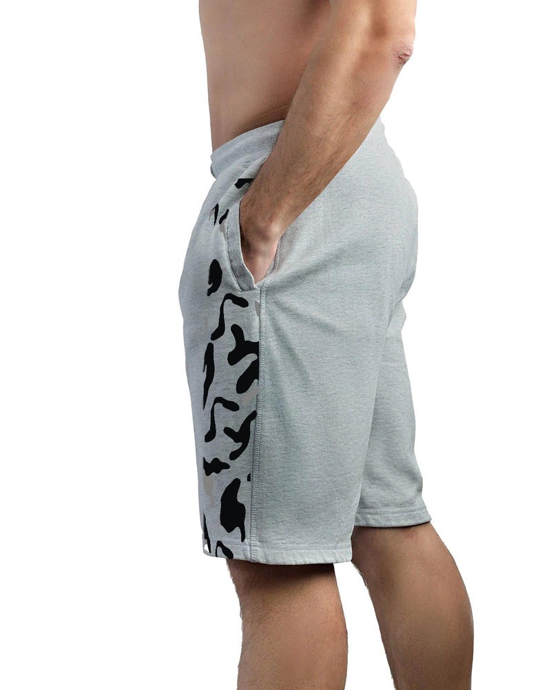 hotfits Men's Casual Printed Grey Cotton Regular Shorts, Workout Shorts, Elastic Waist Running Shorts with Pockets - XXL - Image 2