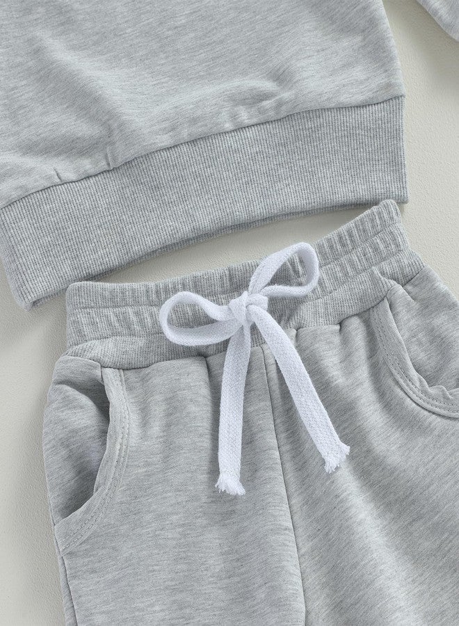 Thorn Tree Toddler Baby Boys Fall Outfits Long Sleeve Pull On Sweatshirt Elastic Waist Pants 2Pcs Solid Clothes Set - Image 5