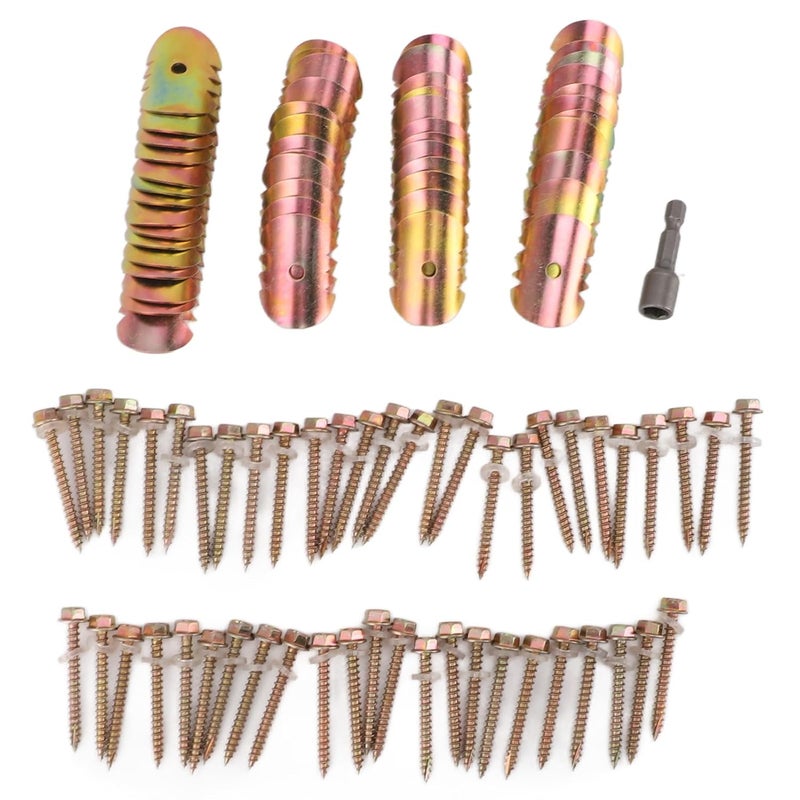 50 Sets Fence Wire Fasteners, Carbon Steel Zinc Plated Rust Proof Wire Fencing Staples with Hex Socket Wrench, Cat Claw Fence Nails for Securing Barbed Wire Mesh to - Image 1