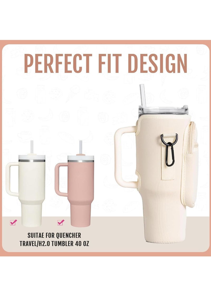 EVEREEN Water Bottle Carrier Bag for Stanley 40oz Tumbler, Water Bottle Holder with Pouch, Adjustable Strap and Sleeves for Accessories,Stanley Cup Accessorie  - Image 4