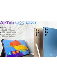 AirTab Air tab U25 Pro Smart Tablet with 10.1-inch FHD Screen, 16GB RAM, 1TB Storage - with Arabic Keyboard - Gold  - Image 1