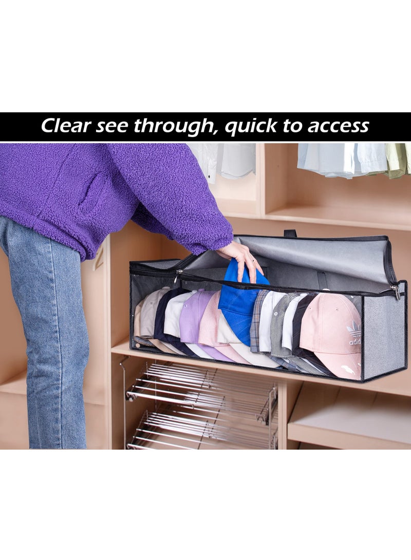 SYOSI Hat Organizer, Hat Storage for Baseball Caps, Hat Bag, Baseball Cap Organizer, Hat Holder Rack with Carrying Handles u0026 Lid, Portable Large Hat Box for Home Travel  - Image 5