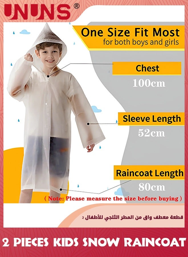 UNUNS 2 Pcs Kids Raincoat, Kids Waterproof Thick Rain Ponchos For Kids,Reusable Emergency Rain Coats For Boys Girls,Kids Snow Rainwear Jacket with Hood,Portable EVA Rain Jacket,Grey  - Image 4