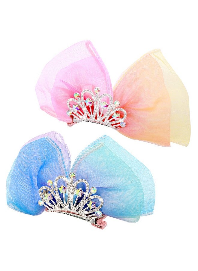 WLLHYF Diamond Crown Hair Pin Bow Hair Clips Gradient Metal Side Hair Barrette Princess Headband Mini Birthday Crown Hair Styling Headdress Accessories Children'S Day Gift For Girls Kids - Image 1