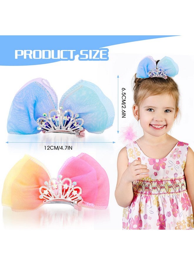 WLLHYF Diamond Crown Hair Pin Bow Hair Clips Gradient Metal Side Hair Barrette Princess Headband Mini Birthday Crown Hair Styling Headdress Accessories Children'S Day Gift For Girls Kids - Image 2