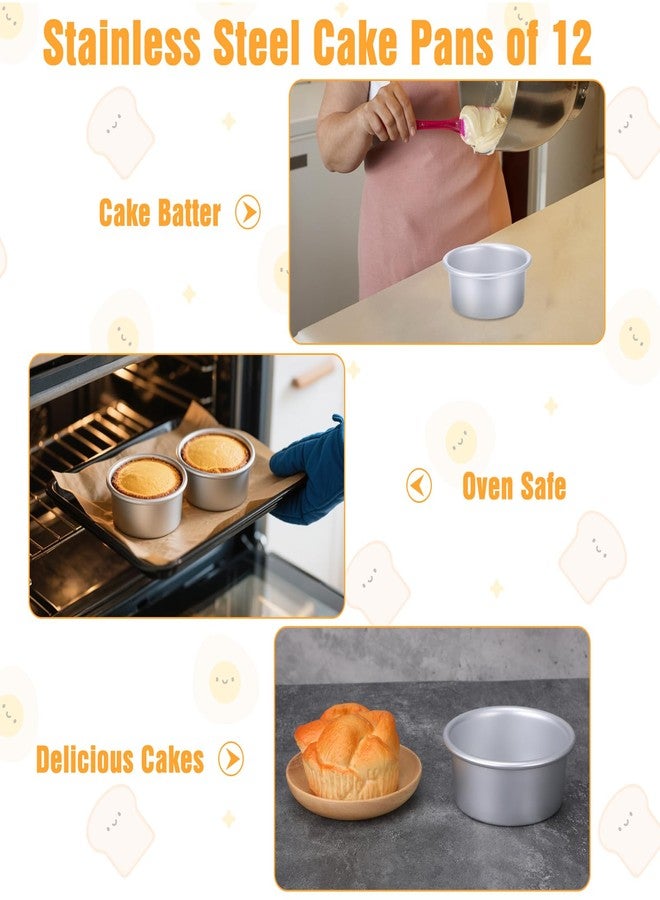 Molain 12 Pcs Round Cake Pans with Removable Bottom, 4 Inch Aluminum Cheesecake Baking Mold Non Stick Leakproof Mini Cakes Tins Trays Bakeware for Dessert Pizzas Quiches Birthday Party Anniversary - Image 3