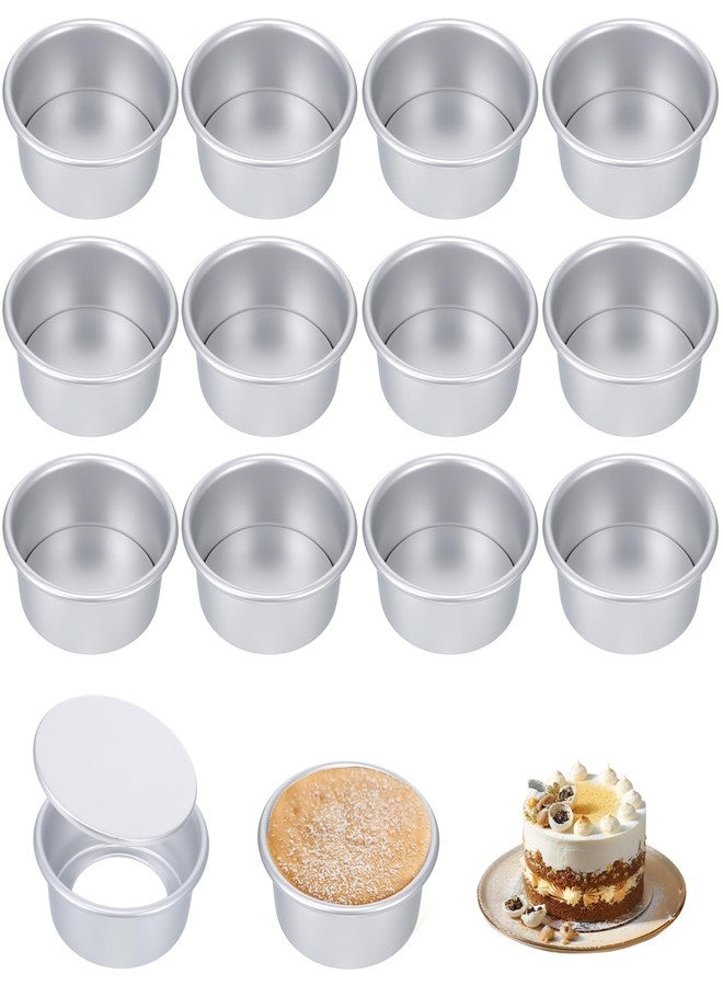 Molain 12 Pcs Round Cake Pans with Removable Bottom, 4 Inch Aluminum Cheesecake Baking Mold Non Stick Leakproof Mini Cakes Tins Trays Bakeware for Dessert Pizzas Quiches Birthday Party Anniversary - Image 1