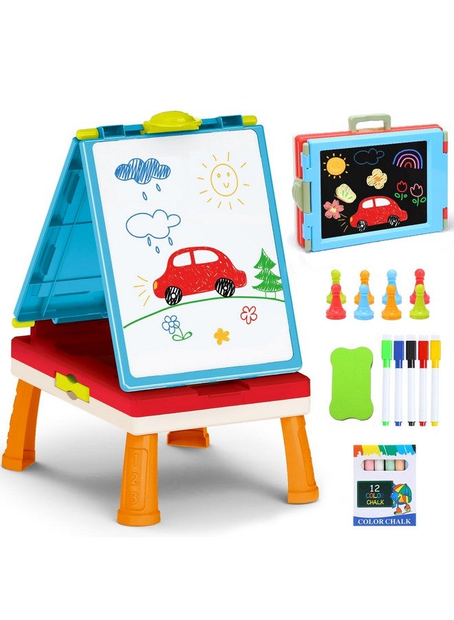 HOLYFUN Kids Art Easel Toys, Foldable Double Sided Tabletop Art Easel, Chalk Board And White Board With Painting Accessories, Birthday Gift For Toddlers, Boys And Girls - Image 1