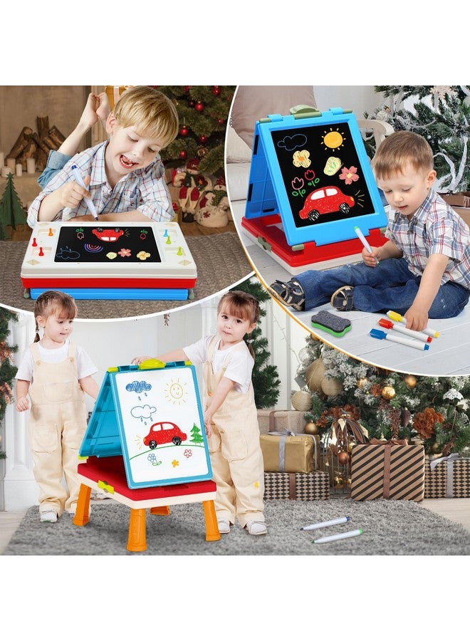 HOLYFUN Kids Art Easel Toys, Foldable Double Sided Tabletop Art Easel, Chalk Board And White Board With Painting Accessories, Birthday Gift For Toddlers, Boys And Girls - Image 2