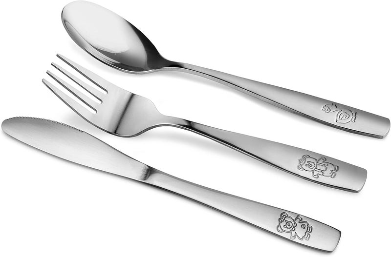 GlossyEnd 15 Piece Stainless Steel Kids Cutlery Child and Toddler Safe Flatware Kids Silverware Kids Utensil Set Includes 5 Knives 5 Forks 5 Spoons Total of 5 Place Settings Ideal for Home and Preschools - Image 4