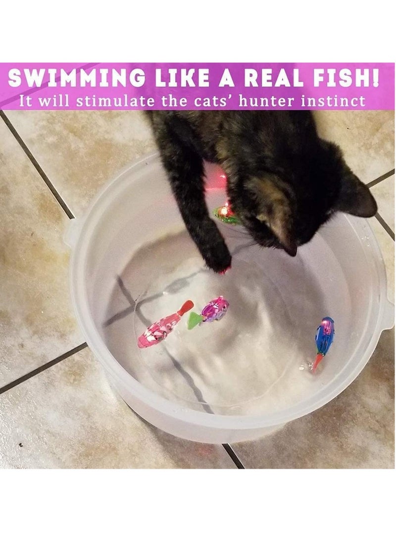 SYOSI - Electric Fish for Cats 5Pcs Robot Fish Cat Toy Interactive Robot Swimming Fish Toys for Cat Activated Swimming in Water with Led Light Plastic Fish Toy Gift Stimulate Cat's Hunter Instincts - Image 1