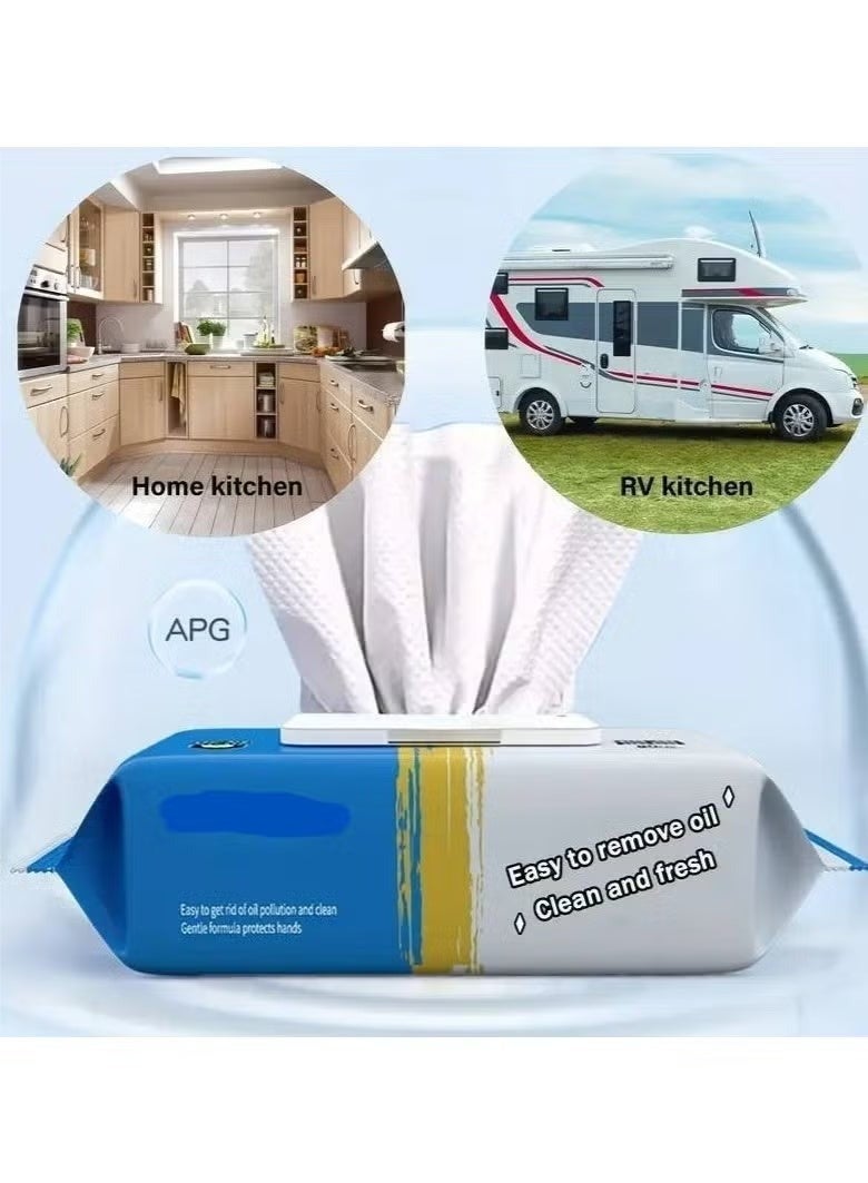 Disposable kitchen grease wipes 80 wipes - strong restaurant wipes for removing grease and food stains and cleaning wet glass tables. - Image 5
