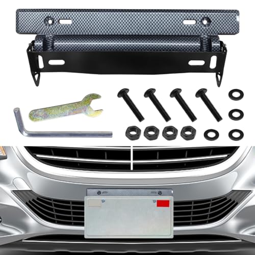 YoRise Car License Plate Holder Adjustable Automotive Tag Mount Bracket with Screws and Nuts Carbon Fiber Front License Plate Frame Holder Universal Vehicle DIY Modification Accessory CarbonFiber - Image 1