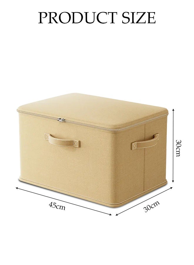 DUNISO 2 Pcs Storage Box，Foldable Clothing Storage Boxes with Zippers＆Handles，Washable Thickened and Wear-resistant Clothes Storage Bins,Sturdy and Durable，for Organizing Clothes, Quilts,Sheets, Toys, Books,45*30*30cm,Beige - Image 2