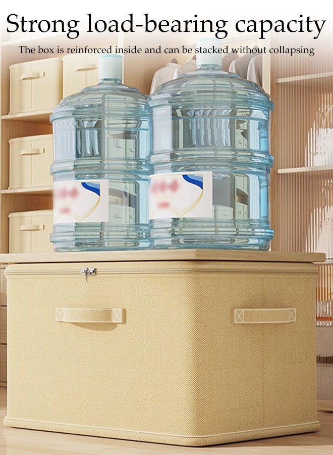 DUNISO 2 Pcs Storage Box，Foldable Clothing Storage Boxes with Zippers＆Handles，Washable Thickened and Wear-resistant Clothes Storage Bins,Sturdy and Durable，for Organizing Clothes, Quilts,Sheets, Toys, Books,45*30*30cm,Beige - Image 5